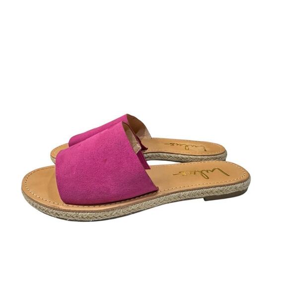 Lulus Addison Fuchsia Suede Slide Sandals Sz 8.5 Slip On Open Toe Summer Casual - Picture 1 of 6